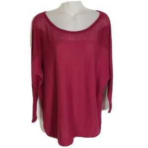 Ann Taylor Loft Small Top Pink Knit 3/4 Sleeve Shirt Blouse Pullover Scoop Neck